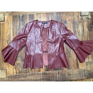 Y2K  Beau Tissu Faux Leather Jacket Small Burgundy Suede Inside